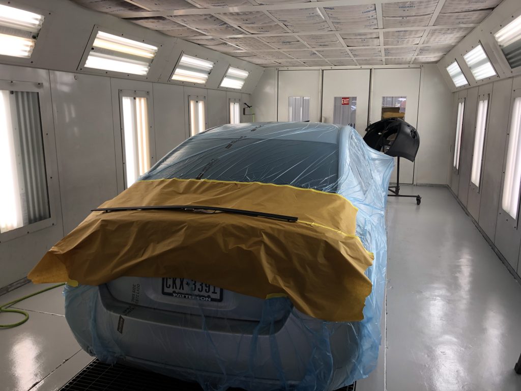 Car in paint booth